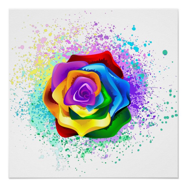 Póster Rosa Arcoíris Colorida (Anverso)