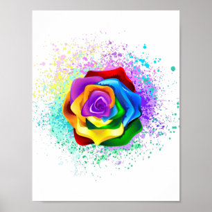 Póster Rosa arcoiris colorido