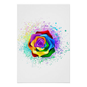 Póster Rosa arcoiris colorido