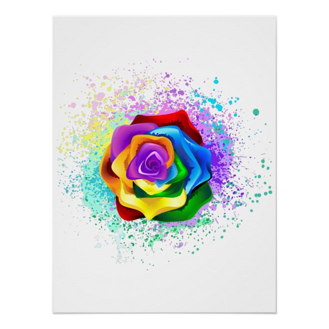 Póster Rosa arcoiris colorido (Anverso)