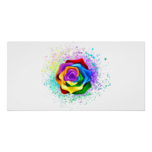 Póster Rosa arcoiris colorido