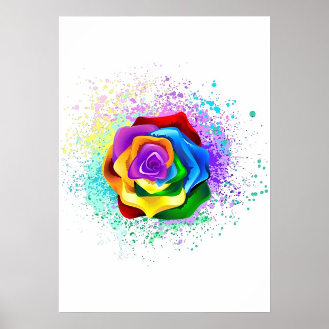 Póster Rosa arcoiris colorido (Frente)