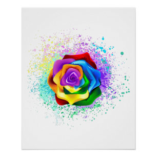 Póster Rosa arcoiris colorido