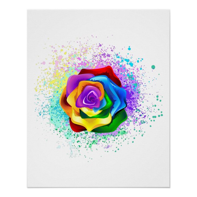 Póster Rosa arcoiris colorido (Anverso)