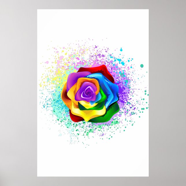 Póster Rosa arcoiris colorido (Frente)