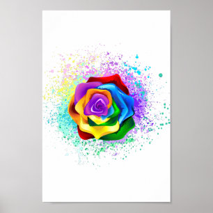 Póster Rosa arcoiris colorido