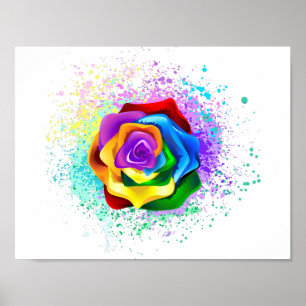 Póster Rosa arcoiris colorido