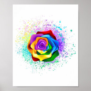 Póster Rosa arcoiris colorido