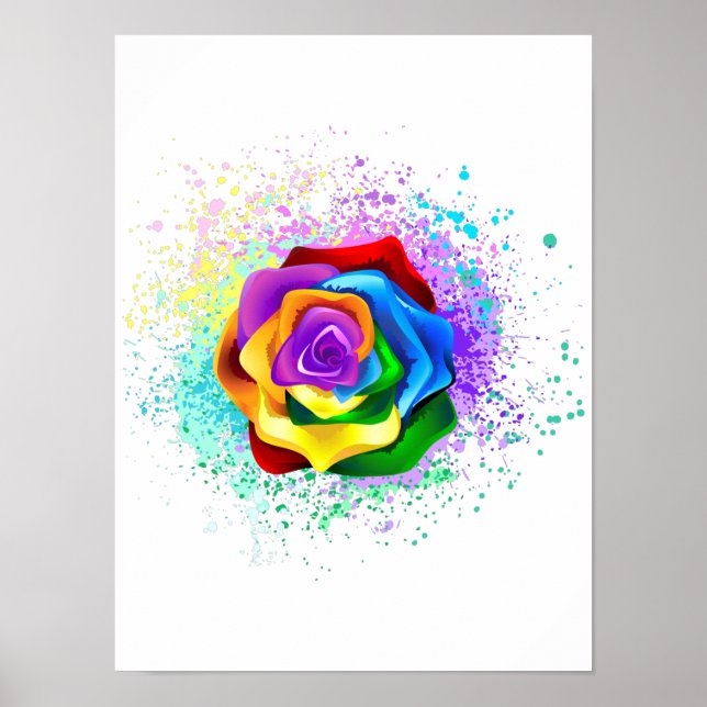 Póster Rosa arcoiris colorido (Frente)