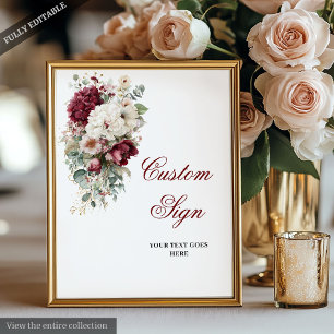 Póster Rosa artístico Boho Borgoña Boda Rótulo Personaliz