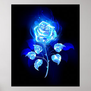Póster Rosa Azul Ardiente