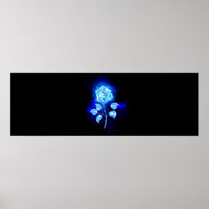 Póster Rosa Azul Ardiente