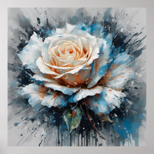 Póster Rosa azul blanco enigmático