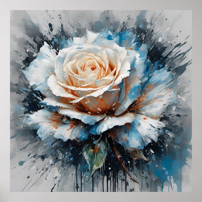 Póster Rosa azul blanco enigmático (Frente)