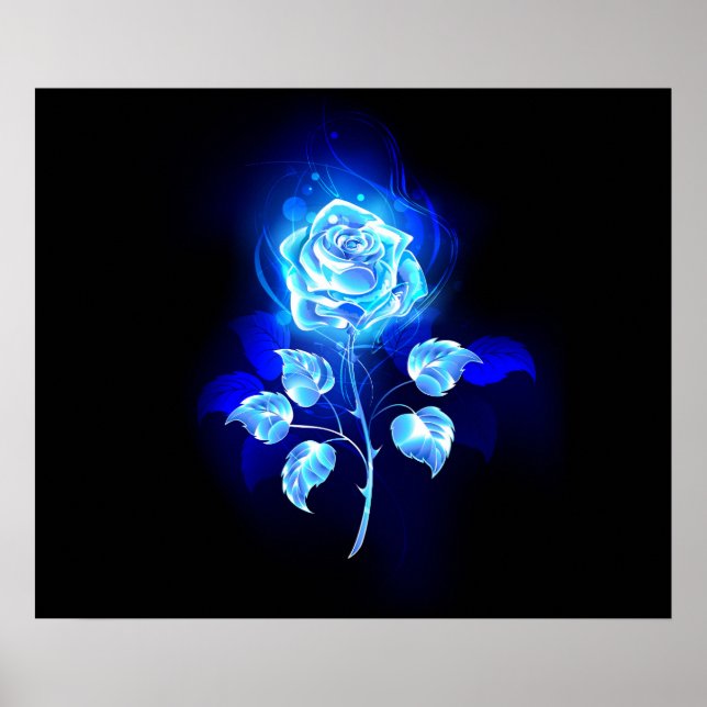 Póster Rosa azul en llamas (Frente)