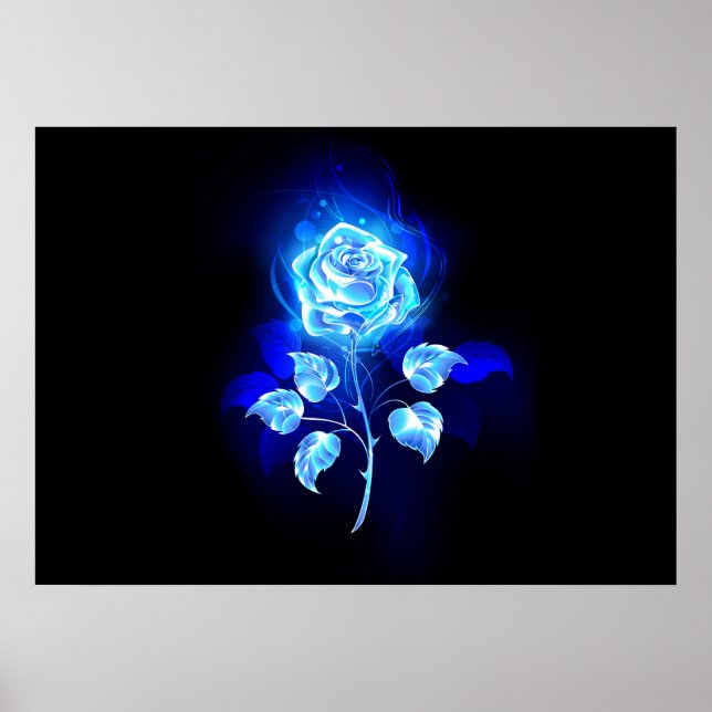 Póster Rosa azul en llamas (Frente)