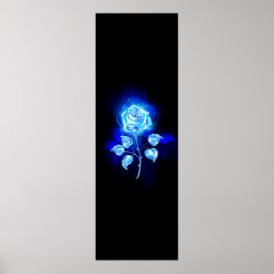 Póster Rosa azul en llamas