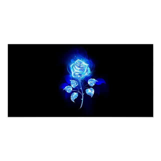 Póster Rosa azul en llamas (Anverso)