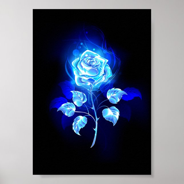 Póster Rosa azul en llamas (Frente)