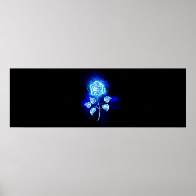 Póster Rosa azul en llamas (Frente)