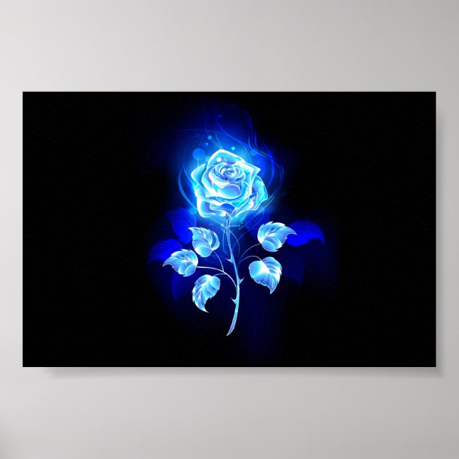 Póster Rosa azul en llamas (Frente)