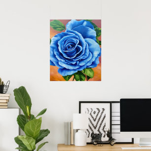 Póster Rosa azul romántico