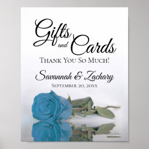 Póster Rosa azul turquesa Regalos y tarjetas Rótulo Boda
