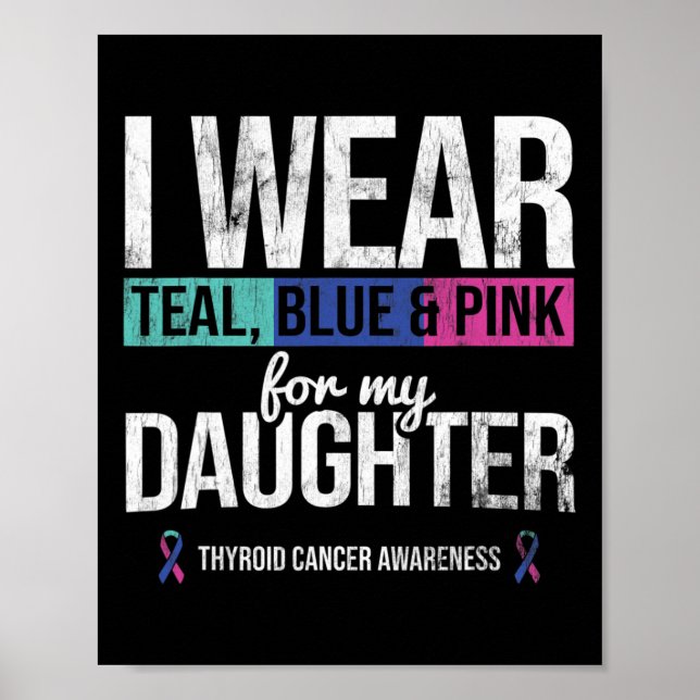 Póster Rosa Azul verde azulado Para Hija Awarene De Cánce (Frente)