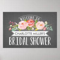 Rosa Banner Bridal Shower Poster de bienvenida