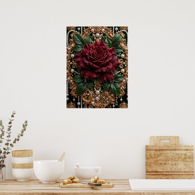 Póster Rosa barroca de Borgoña  (Cocina)