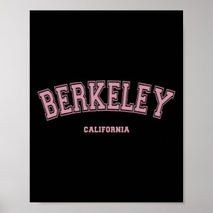 Póster Rosa Berkeley California Ca Estilo Varsity En Berk