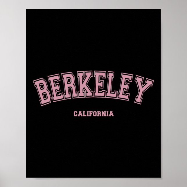 Póster Rosa Berkeley California Ca Estilo Varsity En Berk (Frente)