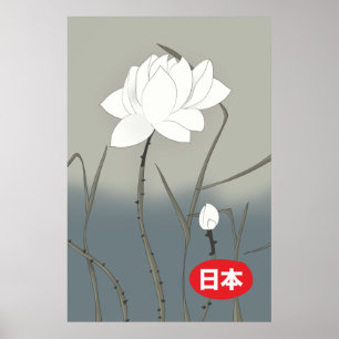 Póster Rosa Blanca Japonesa