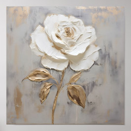Póster rosa blanco con pintura de la hoja de oro