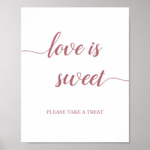 Póster Rosa Boda de caligrafía de oro Amor es Rótulo dulc