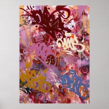Rosa Borgoña Letra de Graffiti Abstracto