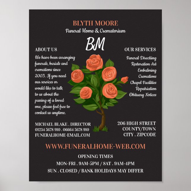 Póster Rosa Bush, Funeral Home, Directores (Frente)