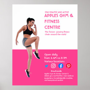 Póster rosa caliente Photo gym fitness personal entrenado