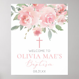 Póster Rosa Chica Jardín Boho Signo de bienvenida del bau