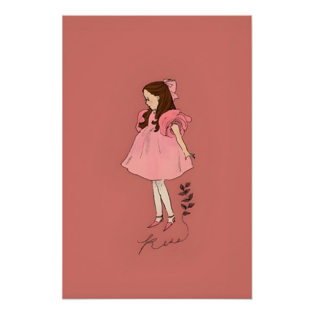 Póster Rosa, collage, coqueta, preppy, moda, costera, (Anverso)