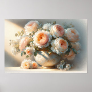 Póster Rosa con Florero
