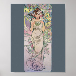 Póster Rosa (Cuatro Flores), Alphonse Mucha