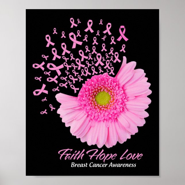 Póster Rosa Daisy Flower Faith Esperanza Amar El Cáncer D (Frente)