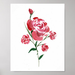 Póster Rosa de acuarela intrincada