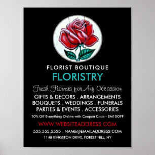 Póster Rosa de arte, florista, publicidad en Floristry