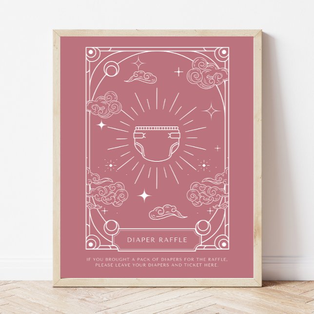 Póster Rosa de Baby Shower celeste Rótulo Diaper Raffle (Subido por el creador)