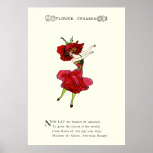 Póster Rosa de belleza norteamericano, flores extravagant