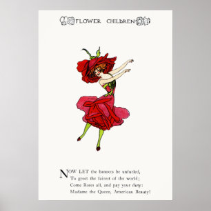 Póster Rosa de belleza norteamericano, flores extravagant