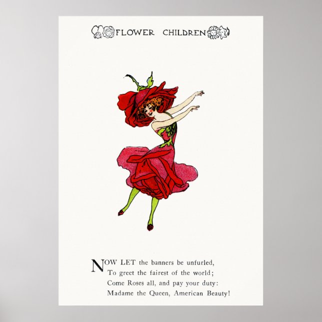 Póster Rosa de belleza norteamericano, flores extravagant (Frente)