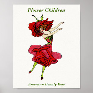 Póster Rosa de belleza norteamericano, flores extravagant